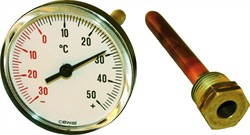 PLAST Termometer Ø63 Bagudvendt 50 mm. Dykrør  0° til +60°